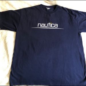 Vintage 90s Nautica Double Sided Spell Out Mens T